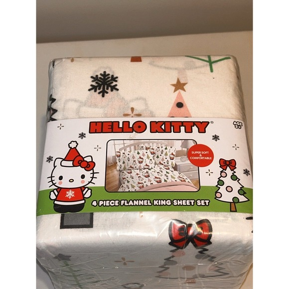 Hello Kitty 4 Piece Flannel King Sheet Set Presence Present